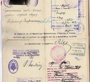 Дипломатичний паспорт Надзвичайного посланника і Голови Дипломатичної місії УНР у США Євгена Голіцинського